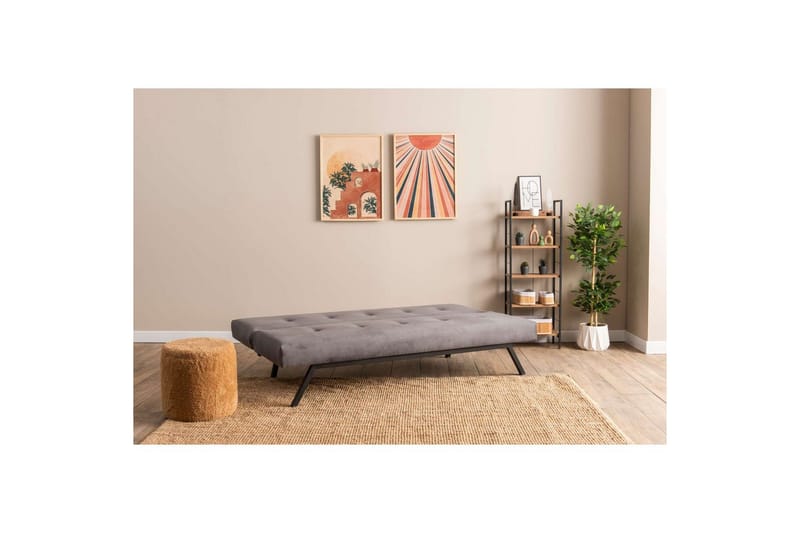Hetalia 3-seter Rektangulær Sovesofa 100x180 cm i Stoff - Grå - Møbler - Sofaer - Sovesofaer - 3 seters sovesofa