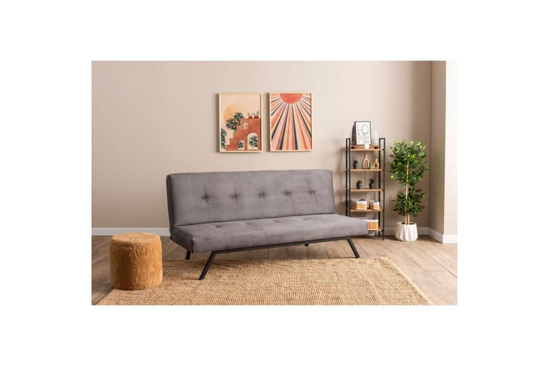 Hetalia 3-seter Rektangulær Sovesofa 100x180 cm i Stoff - Grå - Møbler - Sofaer - Sovesofaer - 3 seters sovesofa