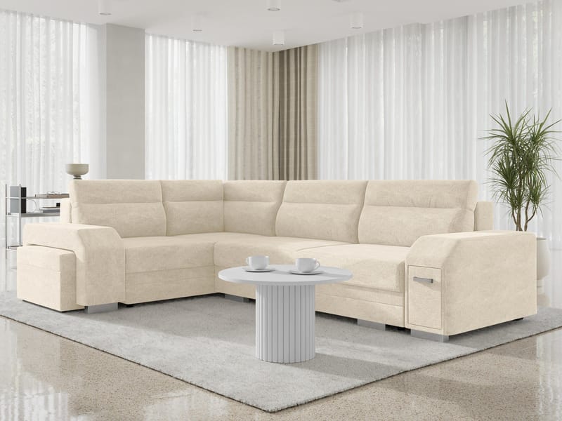 hjørnesofa Alvares Nazar 225.01 Venstrevendt - Beige - Møbler - Sofaer - Sovesofaer - Hjørnesovesofa