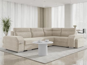 hjørnesofa Alvares Nazar 225.02 Høyrevendt - Beige - Møbler - Sofaer - Sovesofaer - Hjørnesovesofa