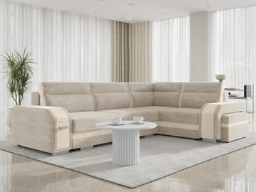hjørnesofa Assan Nazar 225.02 + Nazar 225.01 Høyrevendt - beige - Møbler - Sofaer - Sovesofaer - Hjørnesovesofa