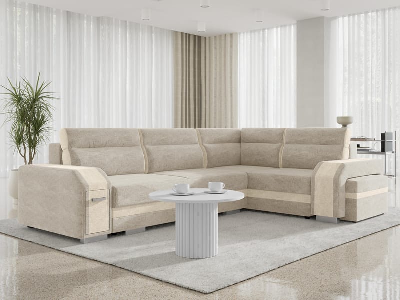 hjørnesofa Assan Nazar 225.02 + Nazar 225.01 Høyrevendt - beige - Møbler - Sofaer - Sovesofaer - Hjørnesovesofa