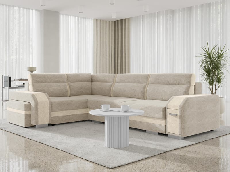 hjørnesofa Assan Nazar 225.02 + Nazar 225.01 Venstrevendt - beige - Møbler - Sofaer - Sovesofaer - Hjørnesovesofa