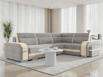 hjørnesofa Assan Nazar 225.03 + Nazar 225.01 Høyrevendt - grå, beige - Møbler - Sofaer - Sovesofaer - Hjørnesovesofa