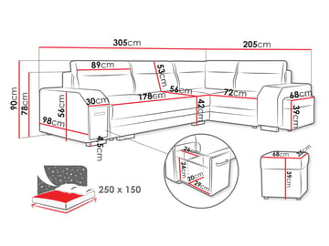 hjørnesofa Assan Nazar 225.06 + Nazar 225.07 Høyrevendt - Møbler - Sofaer - Sovesofaer - Hjørnesovesofa