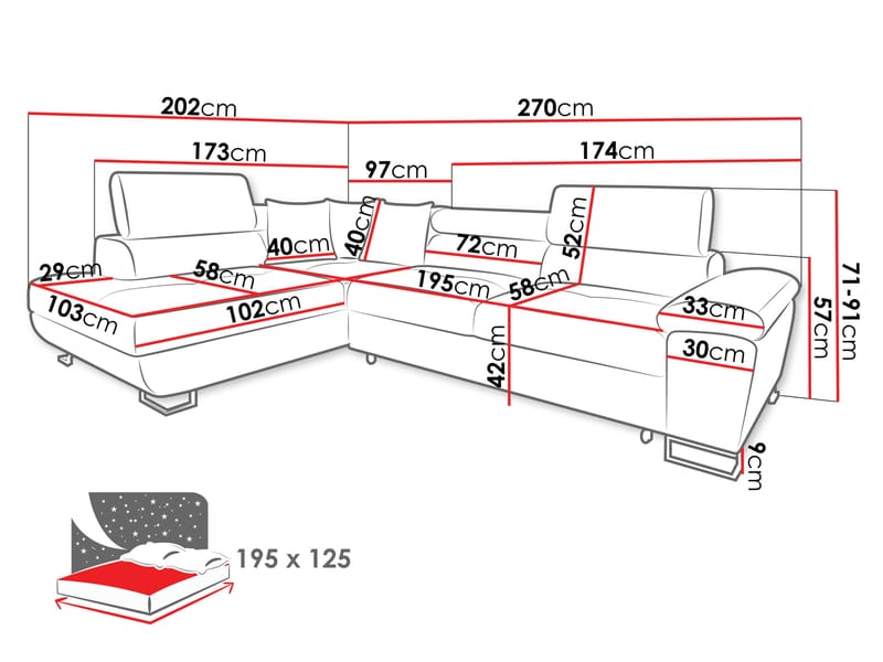 hjørnesofa Cotere Poso 03 Venstrevendt - Møbler - Sofaer - Sovesofaer - Hjørnesovesofa