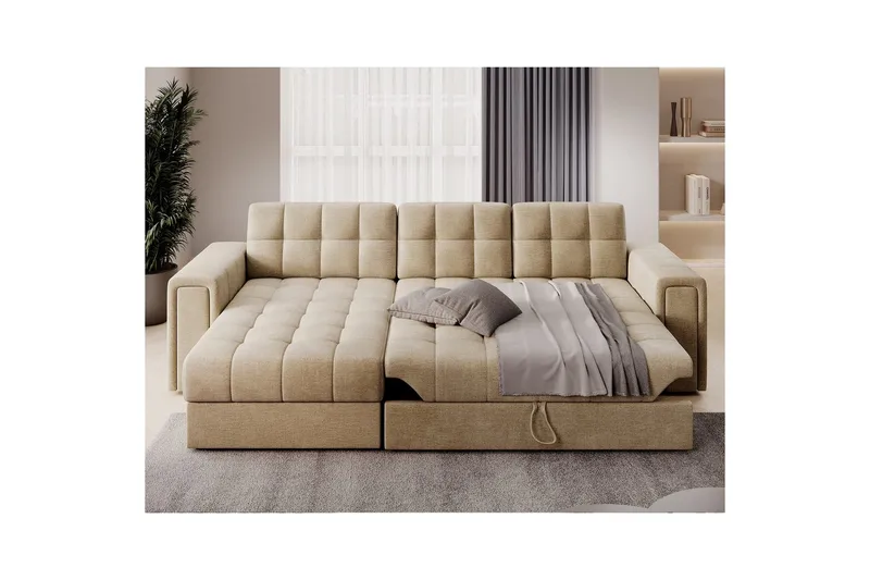 Hjørnesofa Eltap Blenvi 260x150x82 cm - Monolith 09, Beige - Møbler - Sofaer - Sovesofaer - Sovesofa divan
