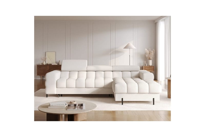 Hjørnesofa Eltap Felro 285x181x93 cm - Amore 01, Hvit, Høyre - Møbler - Sofaer - Sovesofaer - Sovesofa divan