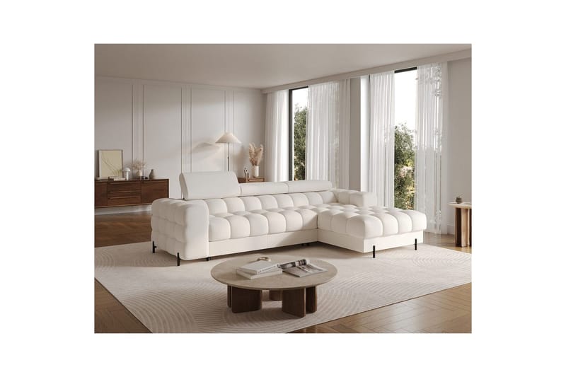 Hjørnesofa Eltap Felro 285x181x93 cm - Amore 01, Hvit, Høyre - Møbler - Sofaer - Sovesofaer - Sovesofa divan