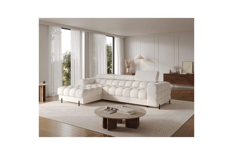 Hjørnesofa Eltap Felro 285x181x93 cm - Amore 01, Hvit, Venstre - Møbler - Sofaer - Sovesofaer - Sovesofa divan