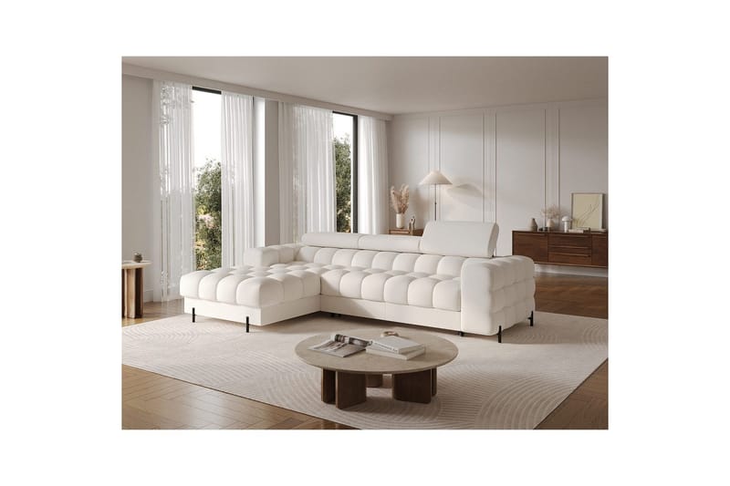 Hjørnesofa Eltap Felro 285x181x93 cm - Amore 01, Hvit, Venstre - Møbler - Sofaer - Sovesofaer - Sovesofa divan