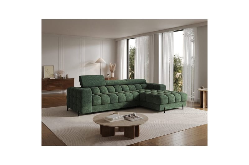 Hjørnesofa Eltap Felro 285x181x93 cm - Amore 35, Grønn, Høyre - Møbler - Sofaer - Sovesofaer - Sovesofa divan