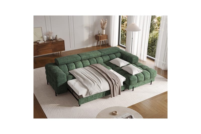 Hjørnesofa Eltap Felro 285x181x93 cm - Amore 35, Grønn, Høyre - Møbler - Sofaer - Sovesofaer - Sovesofa divan