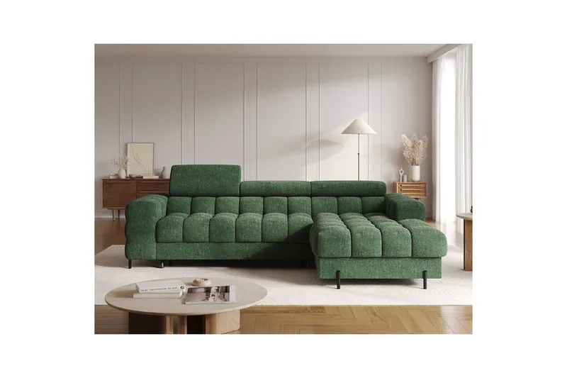 Hjørnesofa Eltap Felro 285x181x93 cm - Amore 35, Grønn, Høyre - Møbler - Sofaer - Sovesofaer - Sovesofa divan