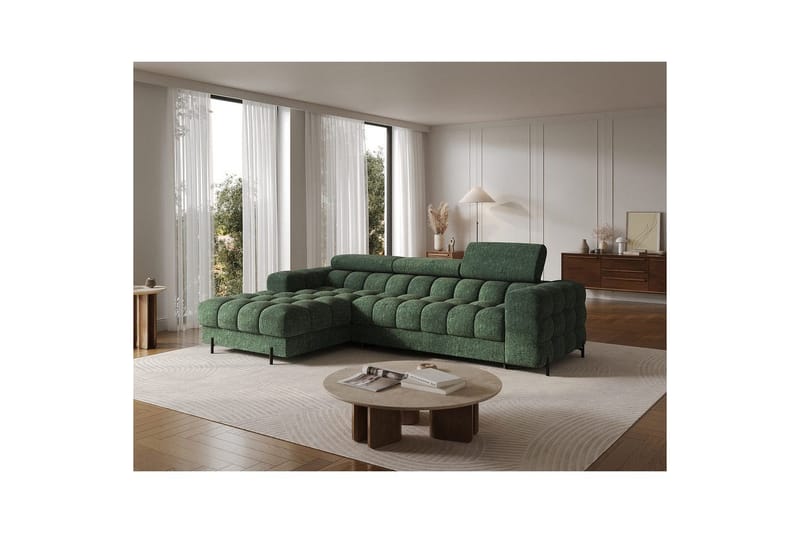 Hjørnesofa Eltap Felro 285x181x93 cm - Amore 35, Grønn, Venstre - Møbler - Sofaer - Sovesofaer - Sovesofa divan
