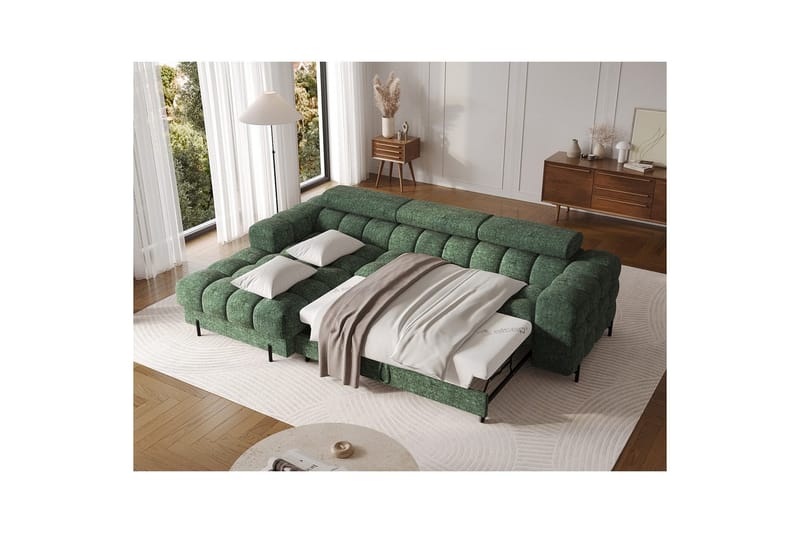 Hjørnesofa Eltap Felro 285x181x93 cm - Amore 35, Grønn, Venstre - Møbler - Sofaer - Sovesofaer - Sovesofa divan