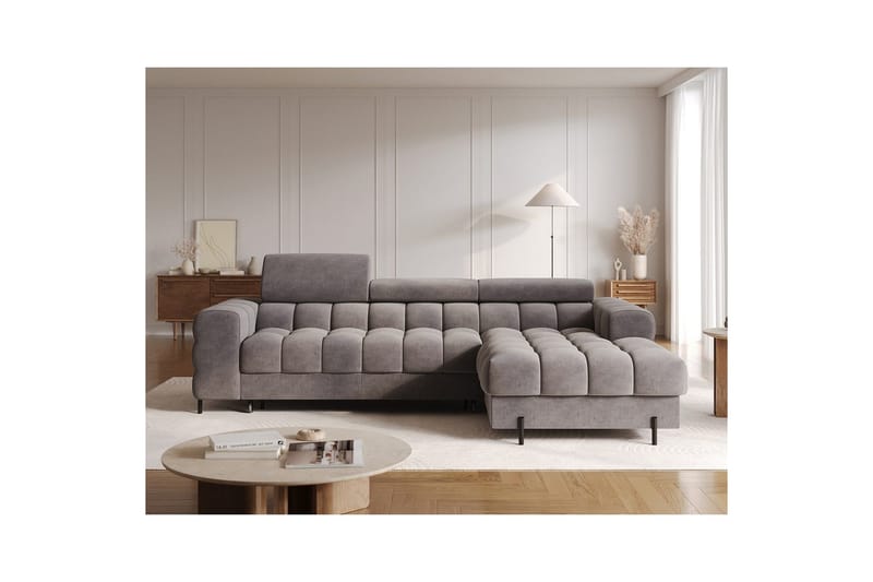 Hjørnesofa Eltap Felro 285x181x93 cm - Aura 04, Grå, Høyre - Møbler - Sofaer - Sovesofaer - Sovesofa divan