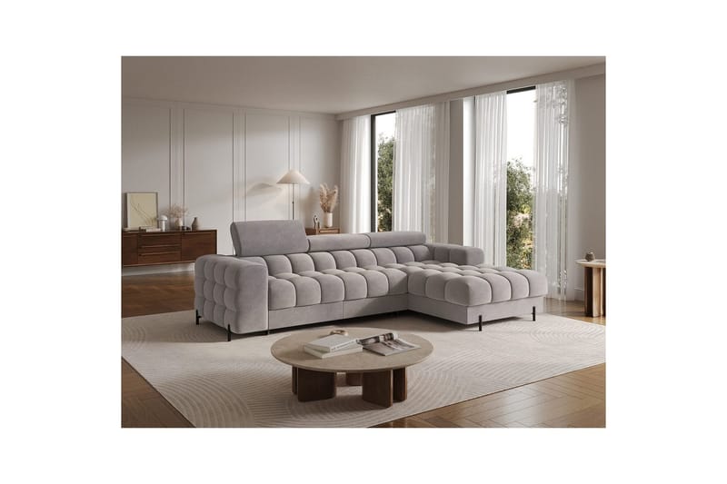 Hjørnesofa Eltap Felro 285x181x93 cm - Aura 04, Grå, Høyre - Møbler - Sofaer - Sovesofaer - Sovesofa divan