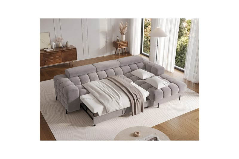 Hjørnesofa Eltap Felro 285x181x93 cm - Aura 04, Grå, Høyre - Møbler - Sofaer - Sovesofaer - Sovesofa divan