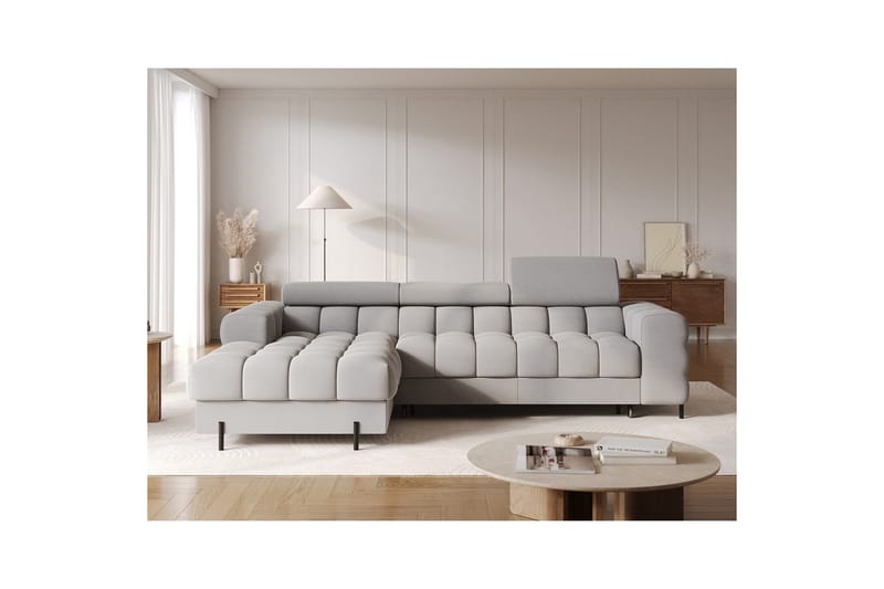 Hjørnesofa Eltap Felro 285x181x93 cm - Aura 04, Grå, Venstre - Møbler - Sofaer - Sovesofaer - Sovesofa divan