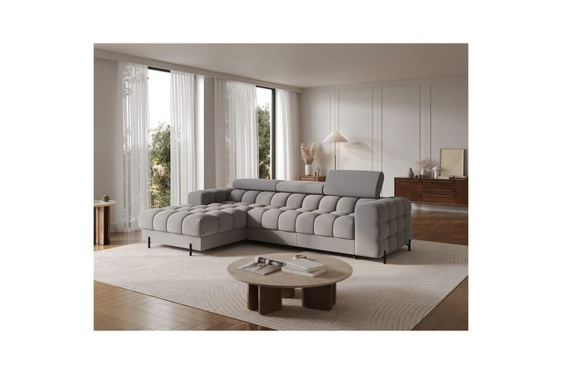 Hjørnesofa Eltap Felro 285x181x93 cm - Aura 04, Grå, Venstre - Møbler - Sofaer - Sovesofaer - Sovesofa divan
