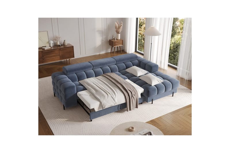 Hjørnesofa Eltap Felro 285x181x93 cm - Aura 40, Blå, Høyre - Møbler - Sofaer - Sovesofaer - Sovesofa divan