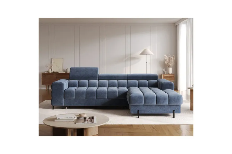 Hjørnesofa Eltap Felro 285x181x93 cm - Aura 40, Blå, Høyre - Møbler - Sofaer - Sovesofaer - Sovesofa divan