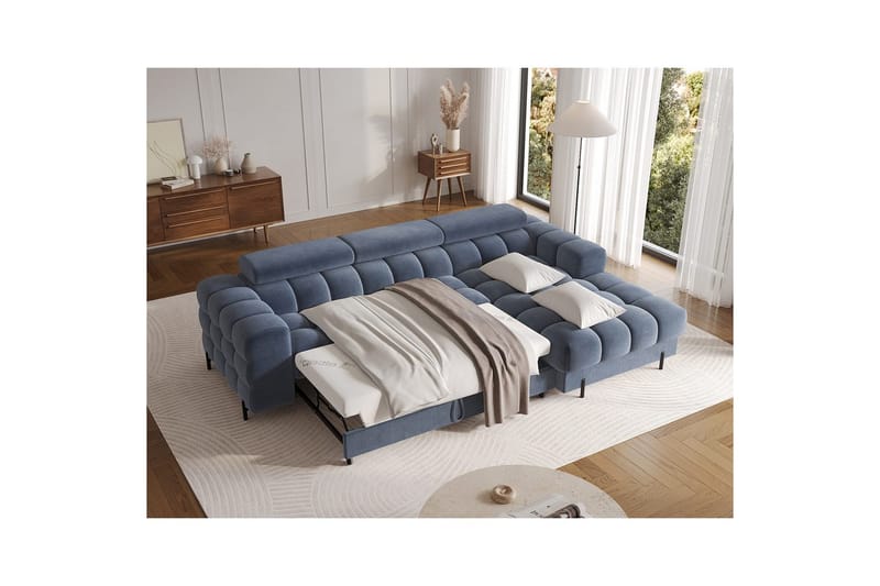 Hjørnesofa Eltap Felro 285x181x93 cm - Aura 40, Blå, Høyre - Møbler - Sofaer - Sovesofaer - Sovesofa divan