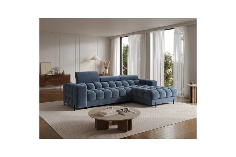 Hjørnesofa Eltap Felro 285x181x93 cm - Aura 40, Blå, Høyre - Møbler - Sofaer - Sovesofaer - Sovesofa divan
