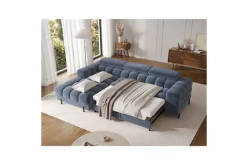 Hjørnesofa Eltap Felro 285x181x93 cm - Aura 40, Blå, Venstre - Møbler - Sofaer - Sovesofaer - Sovesofa divan