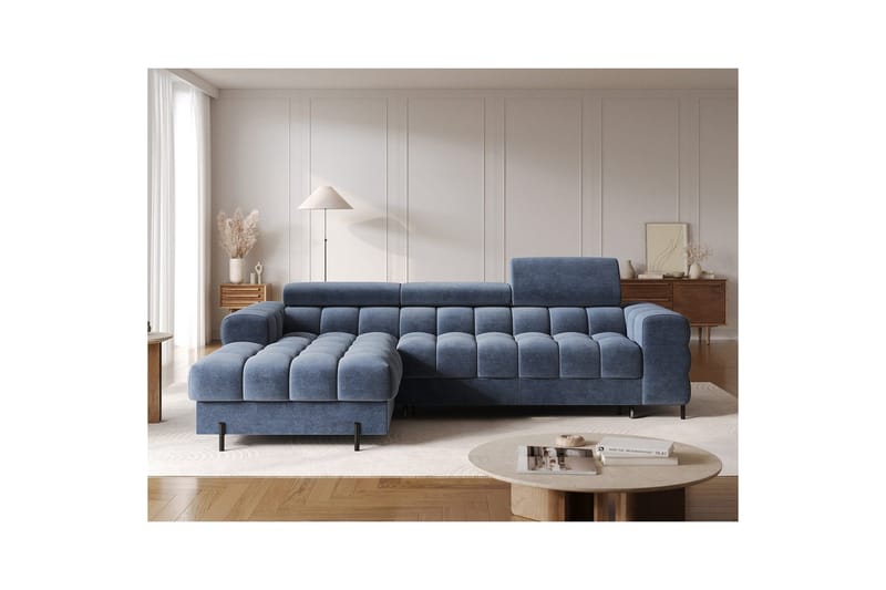 Hjørnesofa Eltap Felro 285x181x93 cm - Aura 40, Blå, Venstre - Møbler - Sofaer - Sovesofaer - Sovesofa divan