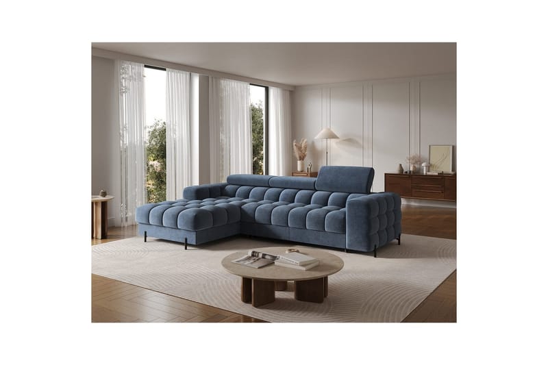 Hjørnesofa Eltap Felro 285x181x93 cm - Aura 40, Blå, Venstre - Møbler - Sofaer - Sovesofaer - Sovesofa divan
