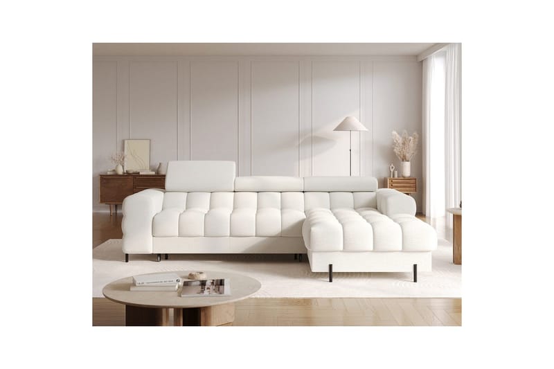 Hjørnesofa Eltap Felro 285x181x93 cm - Royal 01, Hvit, Høyre - Møbler - Sofaer - Sovesofaer - Sovesofa divan