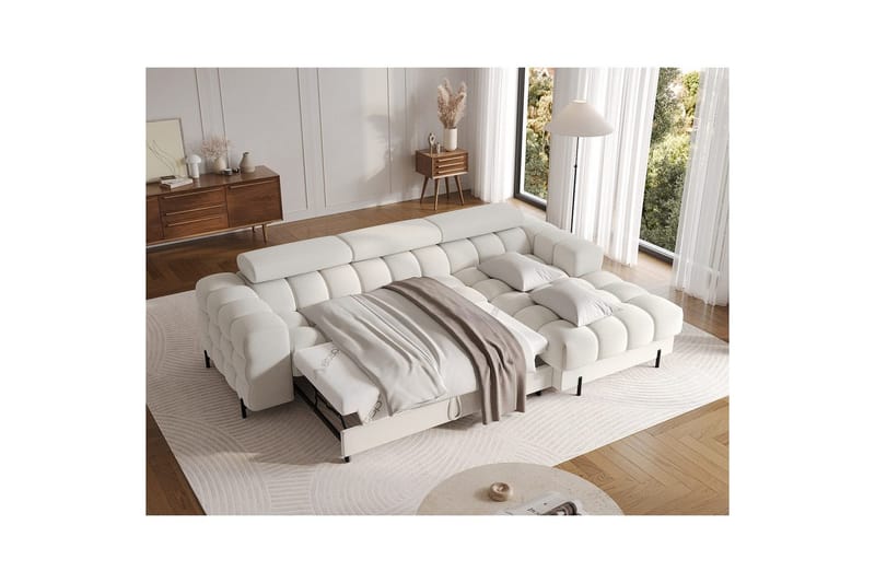 Hjørnesofa Eltap Felro 285x181x93 cm - Royal 01, Hvit, Høyre - Møbler - Sofaer - Sovesofaer - Sovesofa divan