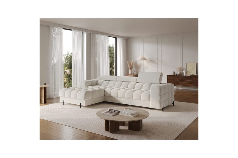 Hjørnesofa Eltap Felro 285x181x93 cm - Royal 01, Hvit, Venstre - Møbler - Sofaer - Sovesofaer - Sovesofa divan
