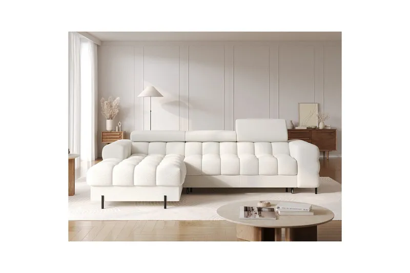 Hjørnesofa Eltap Felro 285x181x93 cm - Royal 01, Hvit, Venstre - Møbler - Sofaer - Sovesofaer - Sovesofa divan