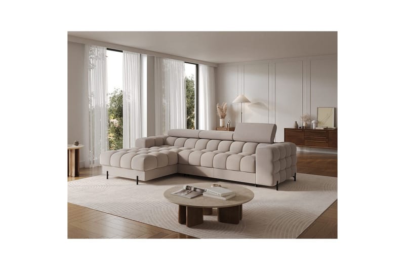 Hjørnesofa Eltap Felro 285x181x93 cm - Royal 18, Beige, Venstre - Møbler - Sofaer - Sovesofaer - Sovesofa divan