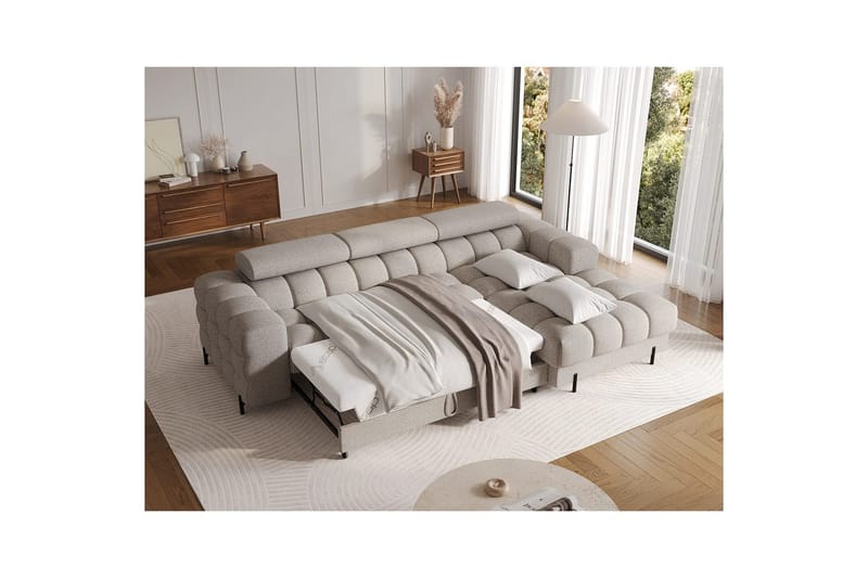 Hjørnesofa Eltap Felro 285x181x93 cm - Royal 20, Beige, Høyre - Møbler - Sofaer - Sovesofaer - Sovesofa divan