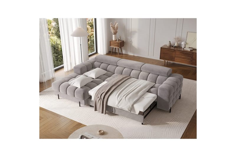 Hjørnesofa Eltap Felro 285x181x93 cm - Sola 04, Grå, Venstre - Møbler - Sofaer - Sovesofaer - Sovesofa divan