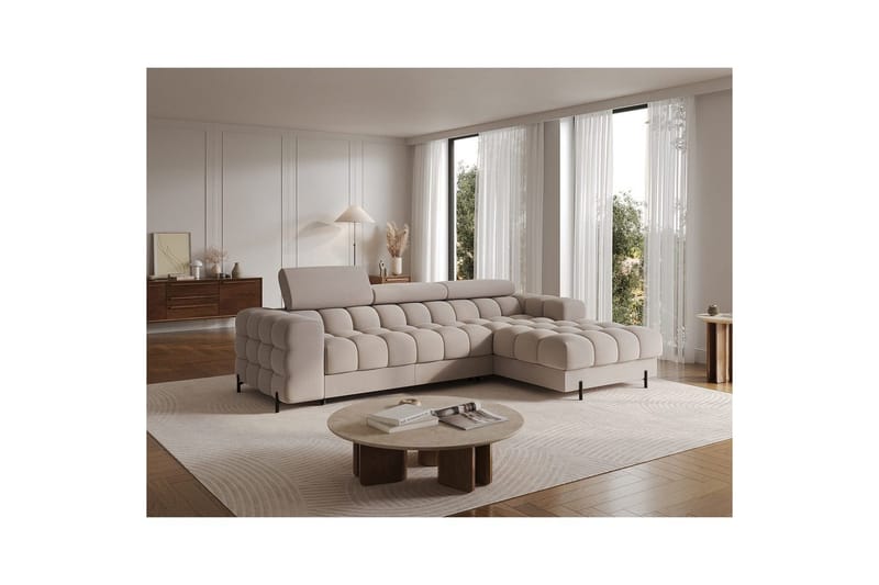 Hjørnesofa Eltap Felro 285x181x93 cm - Sola 18, Beige, Høyre - Møbler - Sofaer - Sovesofaer - Sovesofa divan