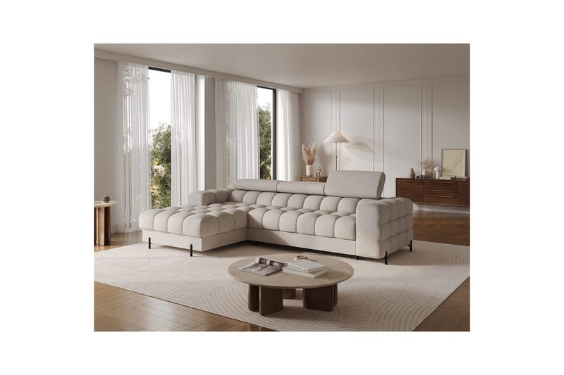 Hjørnesofa Eltap Felro 285x181x93 cm - Sola 18, Beige, Venstre - Møbler - Sofaer - Sovesofaer - Sovesofa divan