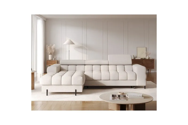 Hjørnesofa Eltap Felro 285x181x93 cm - Sola 18, Beige, Venstre - Møbler - Sofaer - Sovesofaer - Sovesofa divan