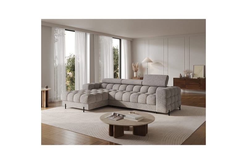 Hjørnesofa Eltap Felro 285x181x93 cm - Pellerito 20, Grå, Venstre - Møbler - Sofaer - Sovesofaer - Sovesofa divan