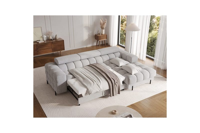 Hjørnesofa Eltap Felro 285x181x93 cm - Pellerito 03, Grå, Høyre - Møbler - Sofaer - Sovesofaer - Sovesofa divan