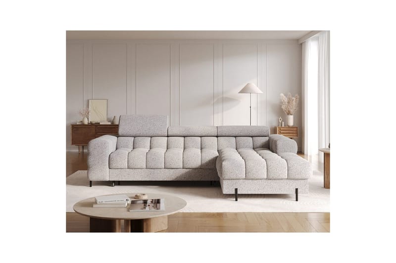 Hjørnesofa Eltap Felro 285x181x93 cm - Pellerito 20, Grå, Høyre - Møbler - Sofaer - Sovesofaer - Sovesofa divan