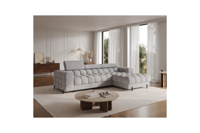 Hjørnesofa Eltap Felro 285x181x93 cm - Pellerito 03, Grå, Høyre - Møbler - Sofaer - Sovesofaer - Sovesofa divan