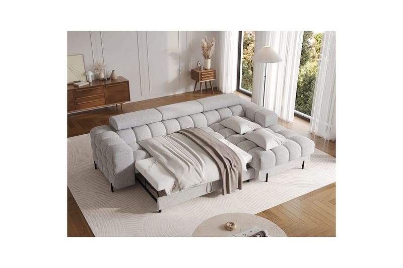 Hjørnesofa Eltap Felro 285x181x93 cm - Pellerito 03, Grå, Høyre - Møbler - Sofaer - Sovesofaer - Sovesofa divan