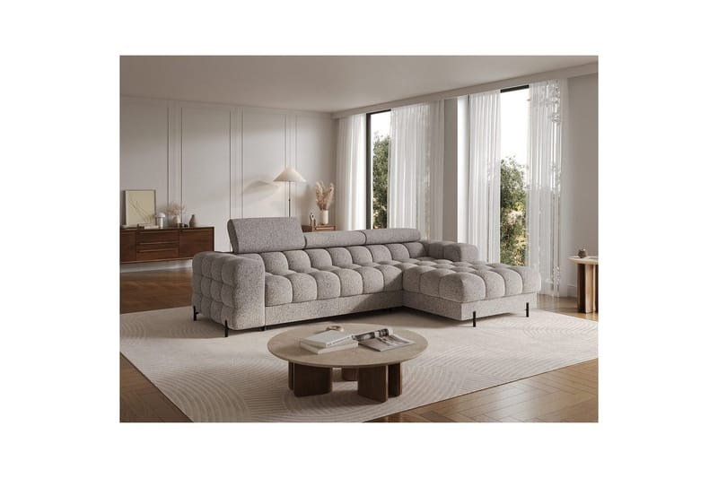 Hjørnesofa Eltap Felro 285x181x93 cm - Pellerito 20, Grå, Høyre - Møbler - Sofaer - Sovesofaer - Sovesofa divan