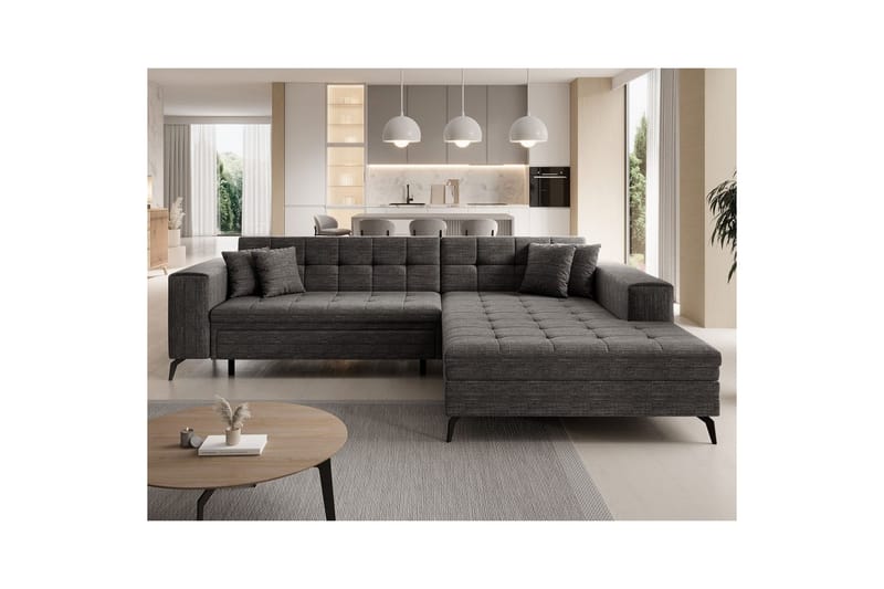 Hjørnesofa Eltap Solange 292x196x84 cm - Berlin 01, Grå, Høyre - Møbler - Sofaer - Sovesofaer - Sovesofa divan