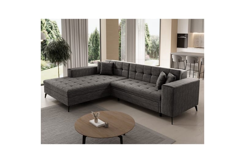 Hjørnesofa Eltap Solange 292x196x84 cm - Berlin 01, Grå, Venstre - Møbler - Sofaer - Sovesofaer - Sovesofa divan